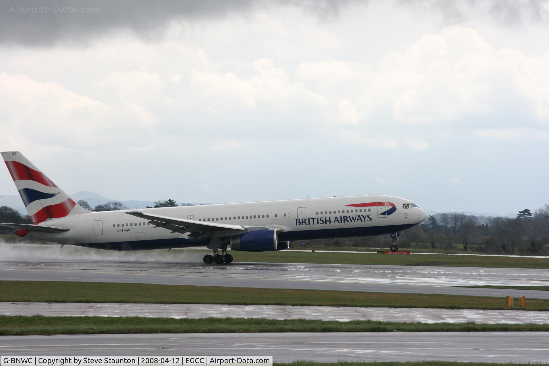 G-BNWC, 1989 Boeing 767-336 C/N 24335, Taken at Manchester Airport on a typical showery April day