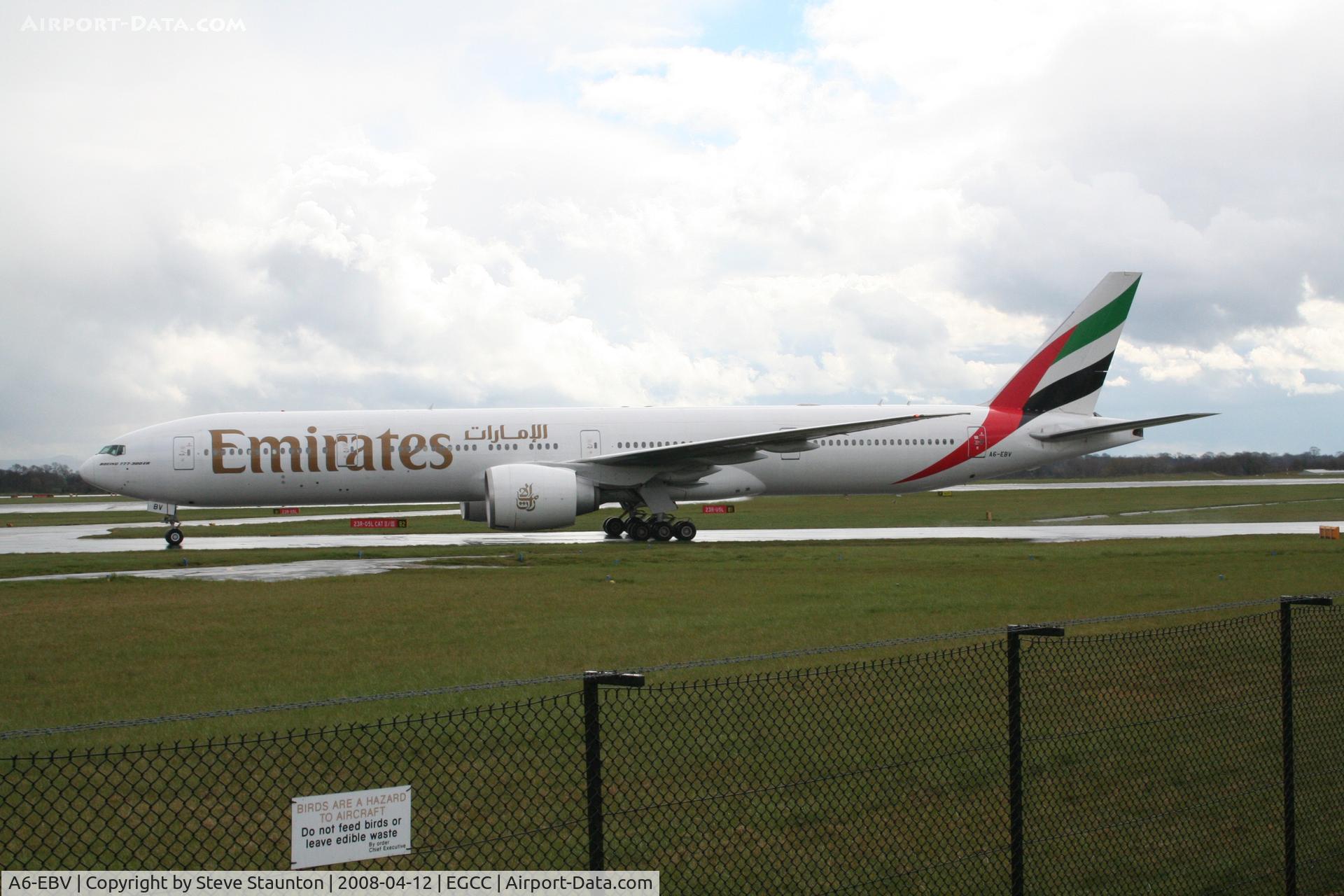 A6-EBV, 2006 Boeing 777-31H/ER C/N 32728, Taken at Manchester Airport on a typical showery April day