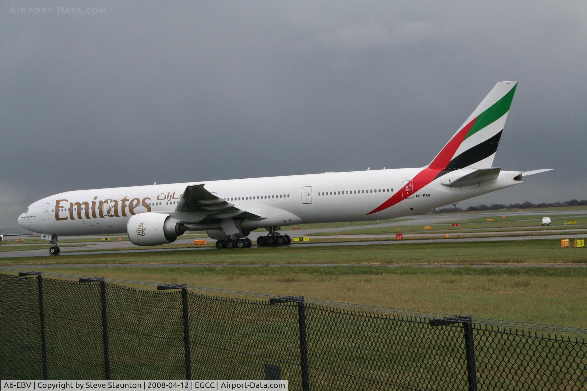 A6-EBV, 2006 Boeing 777-31H/ER C/N 32728, Taken at Manchester Airport on a typical showery April day