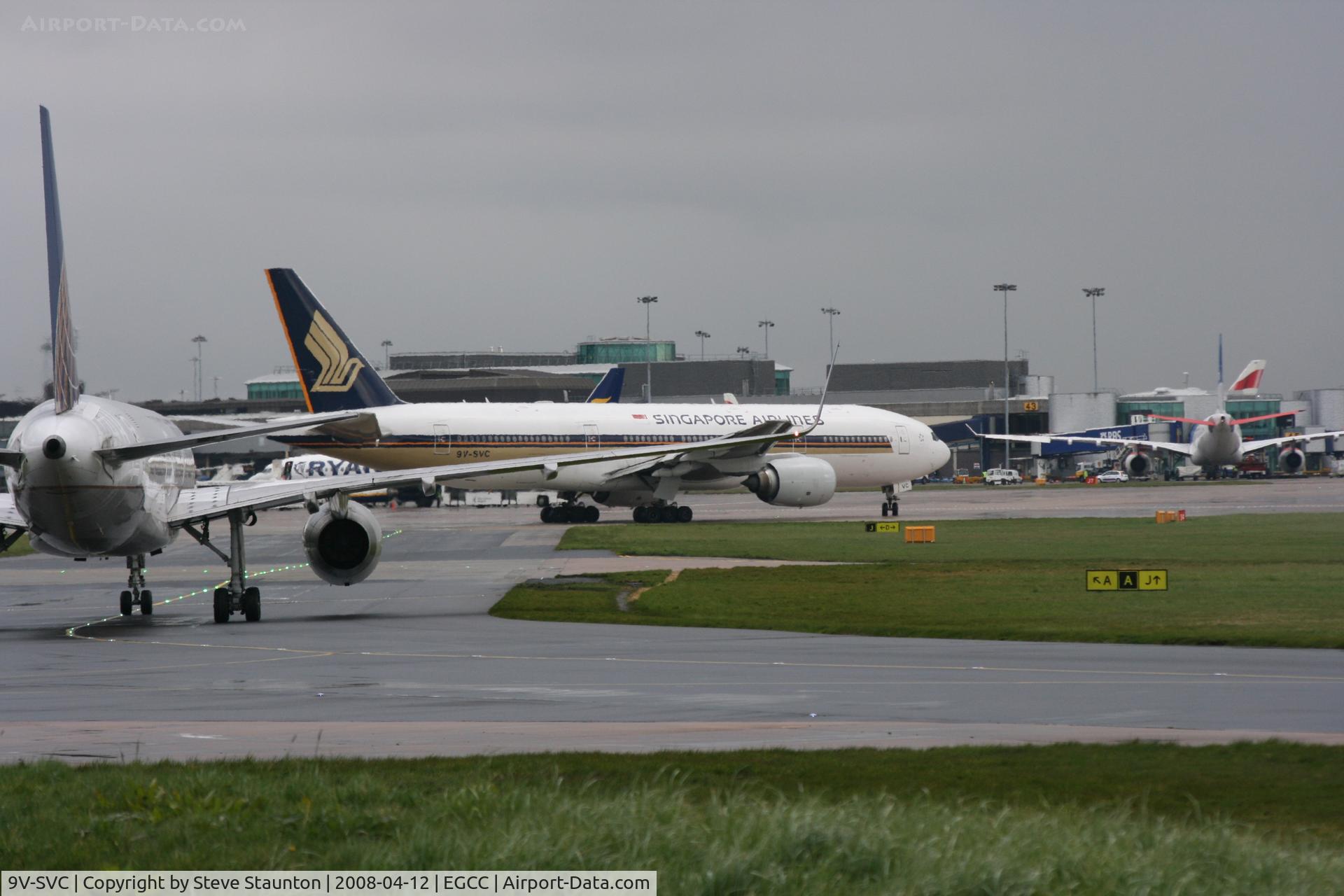 9V-SVC, 2001 Boeing 777-212/ER C/N 28526, Taken at Manchester Airport on a typical showery April day