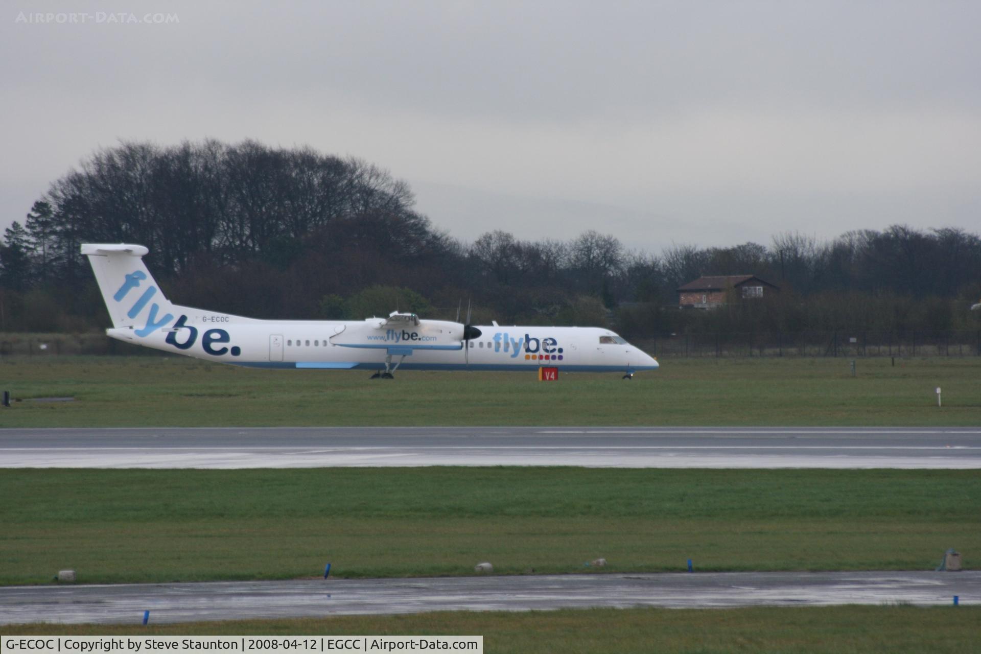 G-ECOC, 2007 De Havilland Canada DHC-8-402Q Dash 8 C/N 4197, Taken at Manchester Airport on a typical showery April day