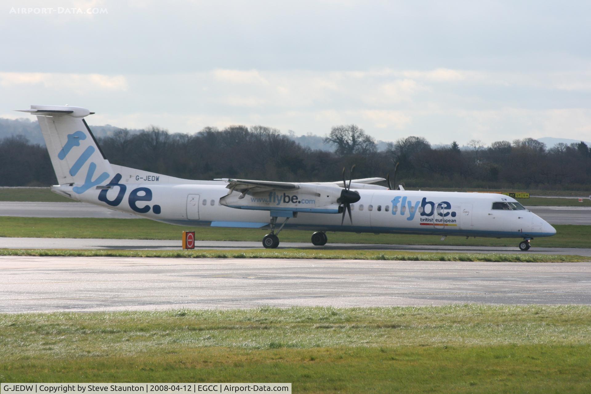G-JEDW, 2004 De Havilland Canada DHC-8-402Q Dash 8 C/N 4093, Taken at Manchester Airport on a typical showery April day