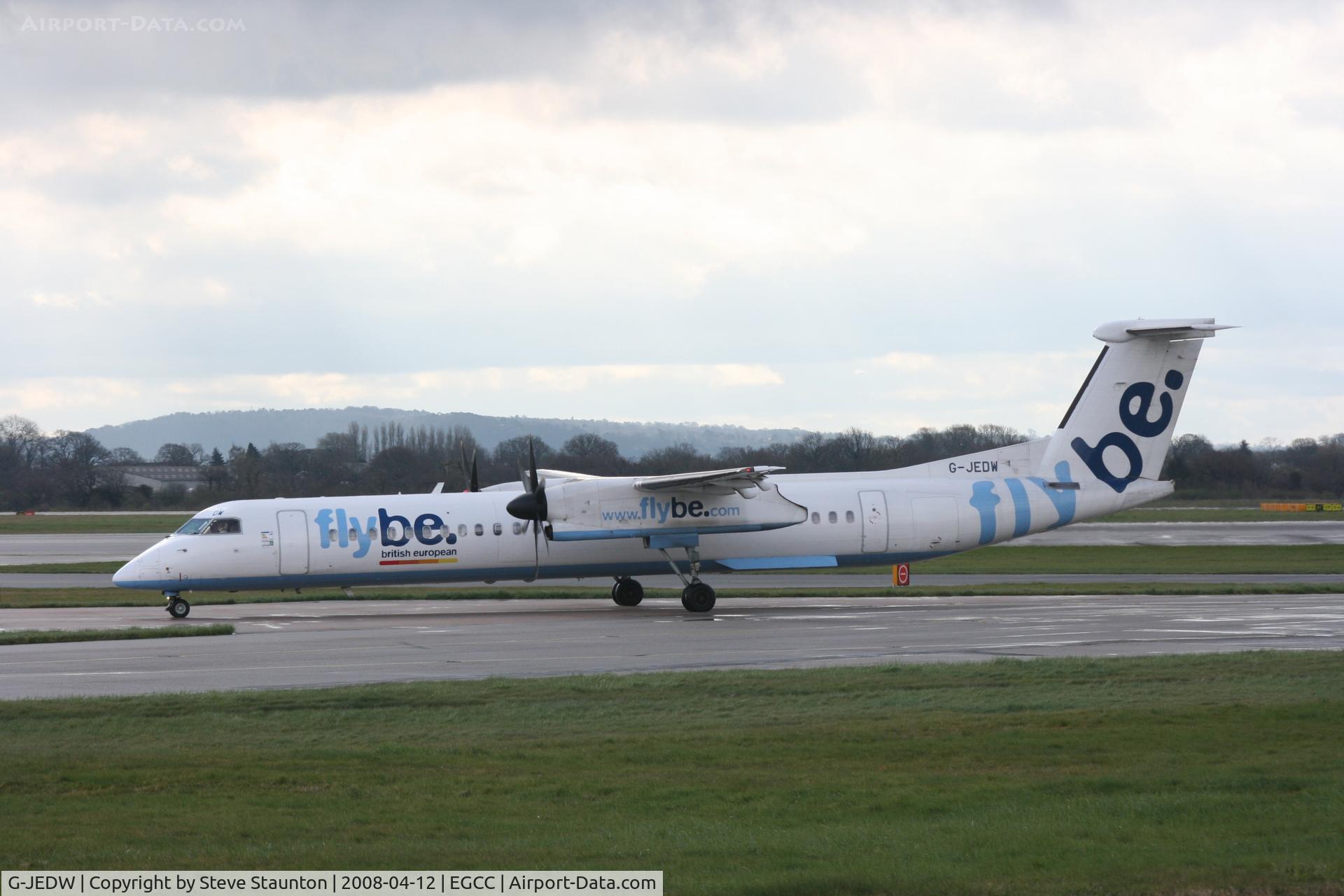 G-JEDW, 2004 De Havilland Canada DHC-8-402Q Dash 8 C/N 4093, Taken at Manchester Airport on a typical showery April day
