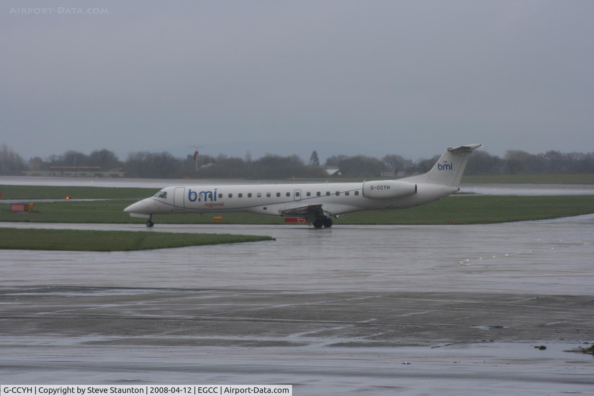 G-CCYH, 1998 Embraer EMB-145EP (ERJ-145EP) C/N 145070, Taken at Manchester Airport on a typical showery April day