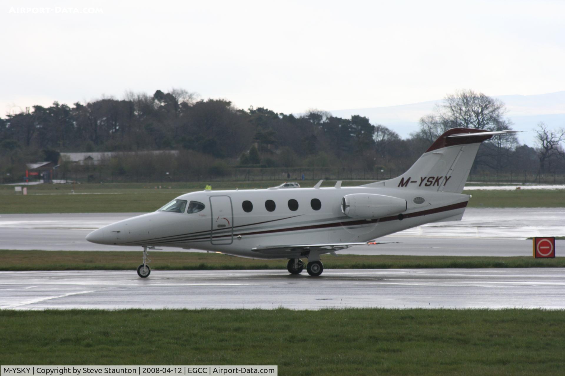 M-YSKY, 2007 Raytheon 390 Premier IA C/N RB-209, Taken at Manchester Airport on a typical showery April day