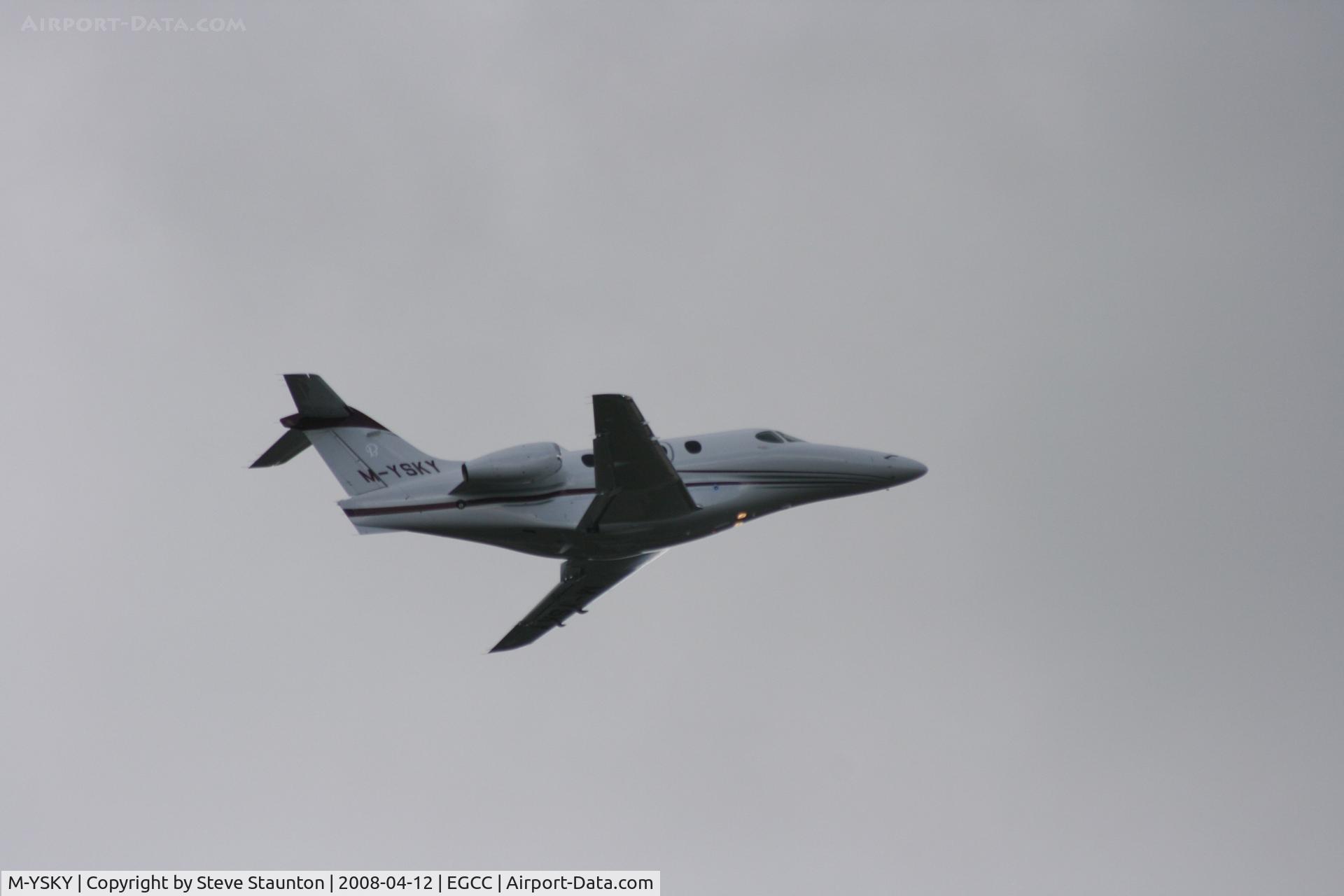 M-YSKY, 2007 Raytheon 390 Premier IA C/N RB-209, Taken at Manchester Airport on a typical showery April day