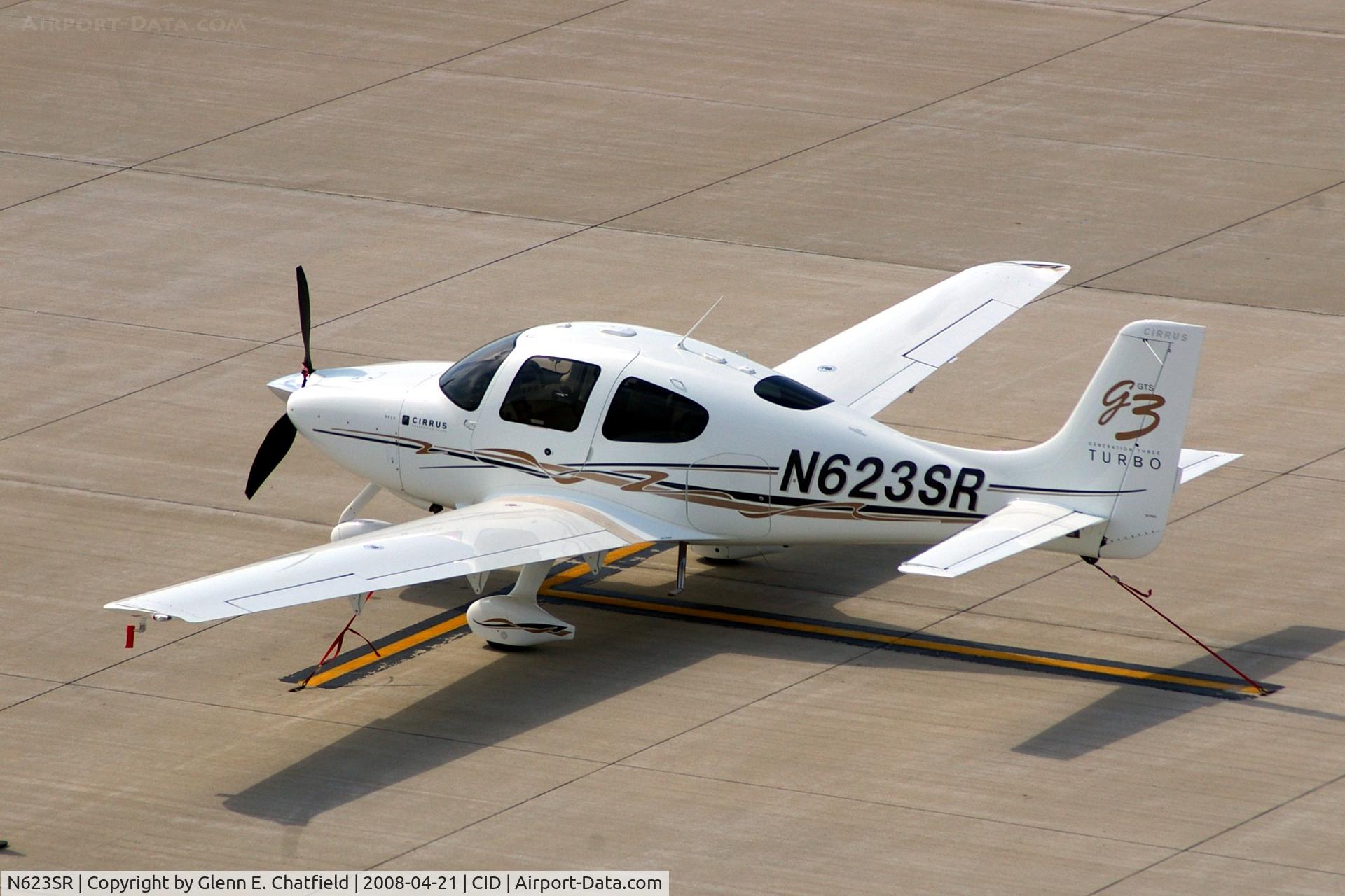 N623SR, 2007 Cirrus SR22 G3 GTS Turbo C/N 2461, Below the control tower on the Landmark ramp