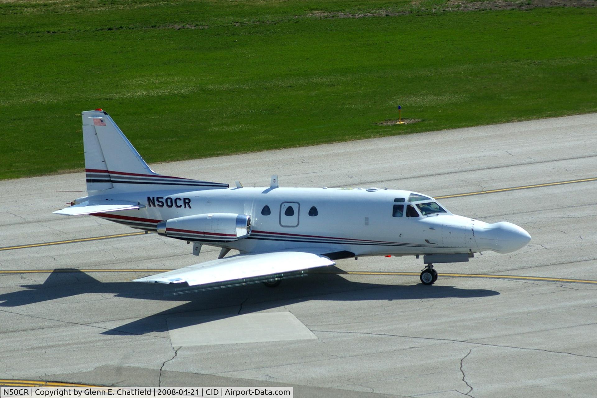 N50CR, 1964 North American NA-265-50 Saberliner C/N 287-1, Taxiing in after a research flight, heading for Rockwell-Collins