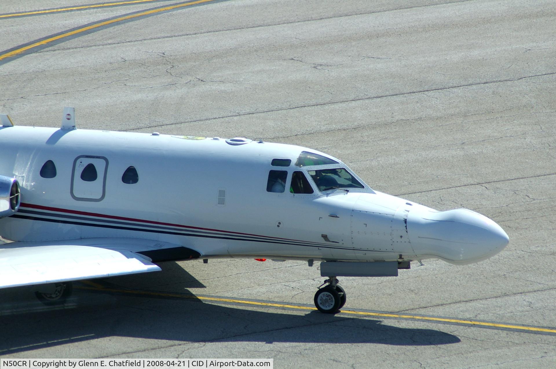 N50CR, 1964 North American NA-265-50 Saberliner C/N 287-1, Taxiing in after a research flight, heading for Rockwell-Collins