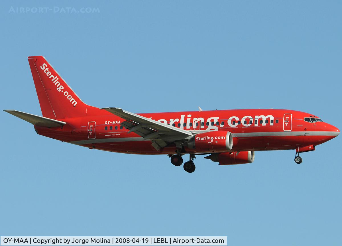 OY-MAA, 1990 Boeing 737-5L9 C/N 24778, Now with basic colours Sterling.