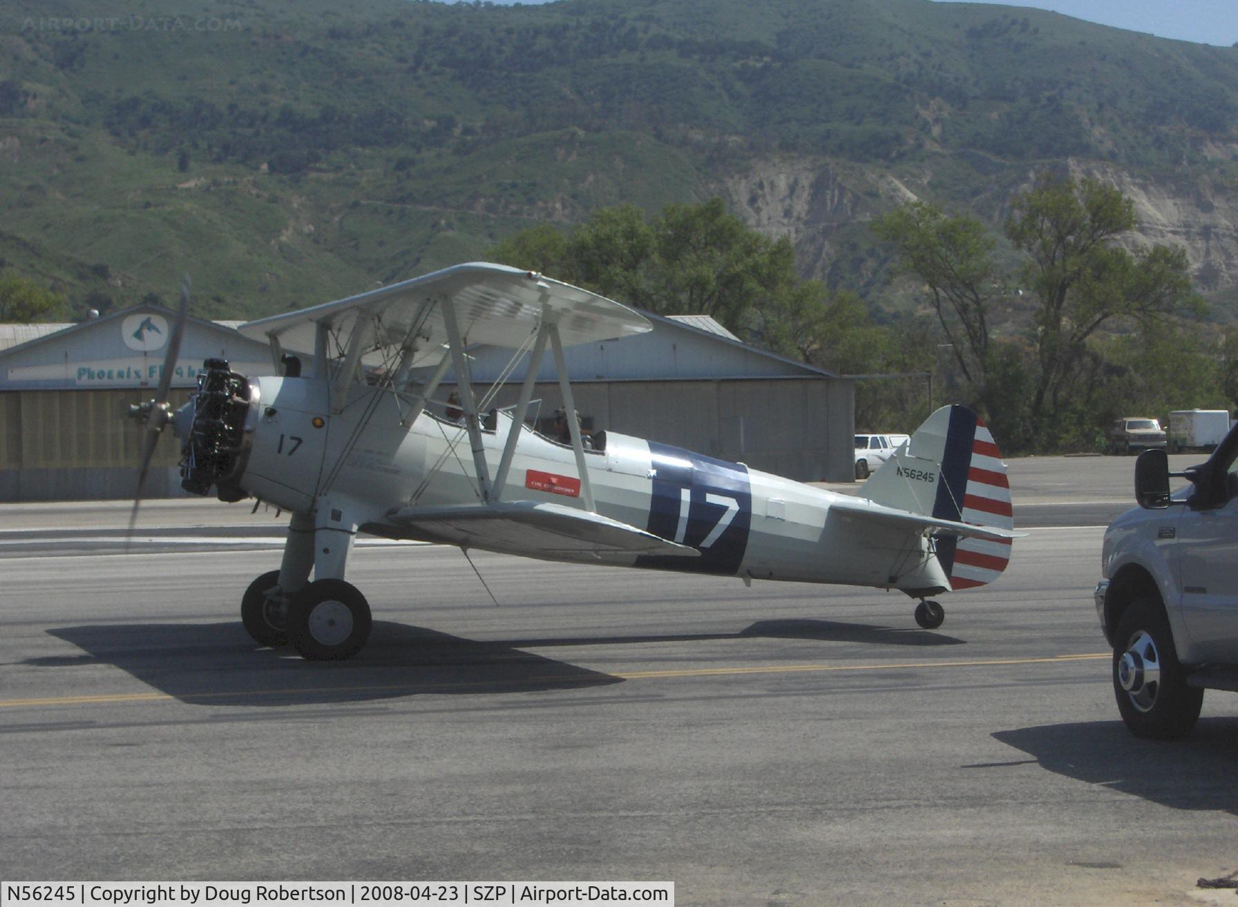 N56245, 1941 Boeing A75N1(PT17) C/N 75-4284, 1942 Boeing Stearman A75N1 (PT17), Jacobs R755-B2M 275 Hp upgrade, holding short Rwy 22 runup area