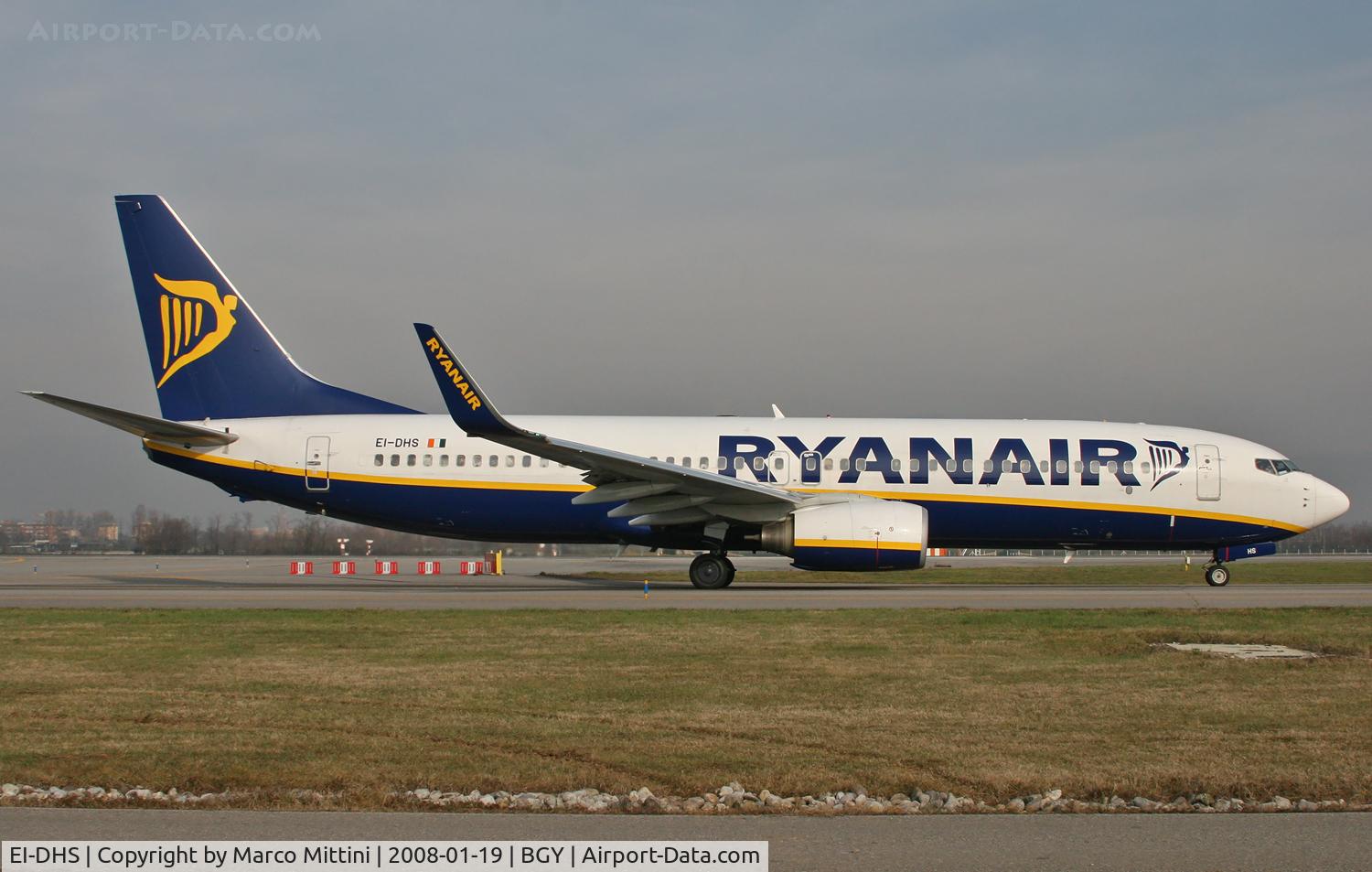 EI-DHS, 2005 Boeing 737-8AS(WL) C/N 33580, Departing from Bergamo BGY Orio al Serio