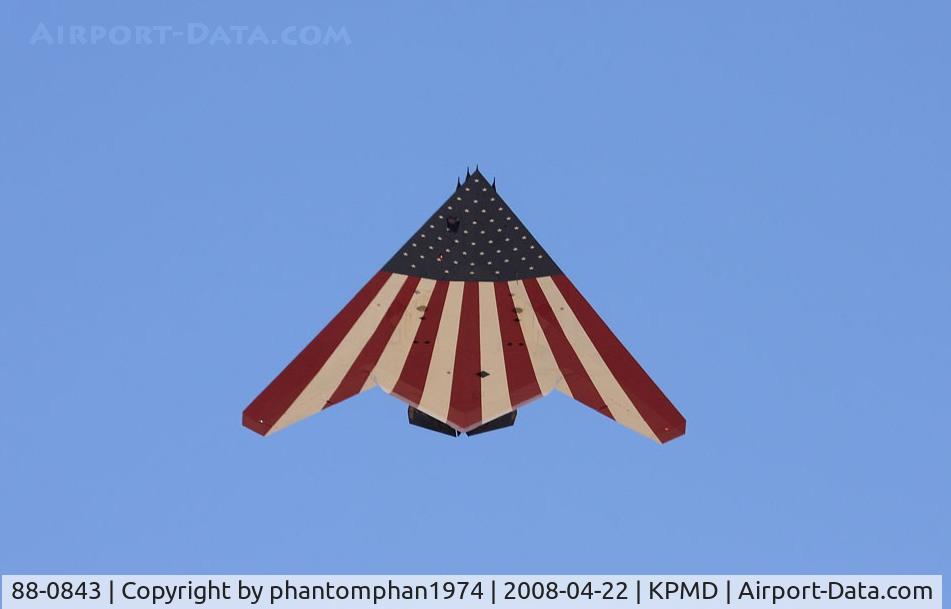 88-0843, 1988 Lockheed F-117A Nighthawk C/N A.4068, Take at Plant 42, Palmdale CA on it final flight being retired to storage at Tonopah, NV
