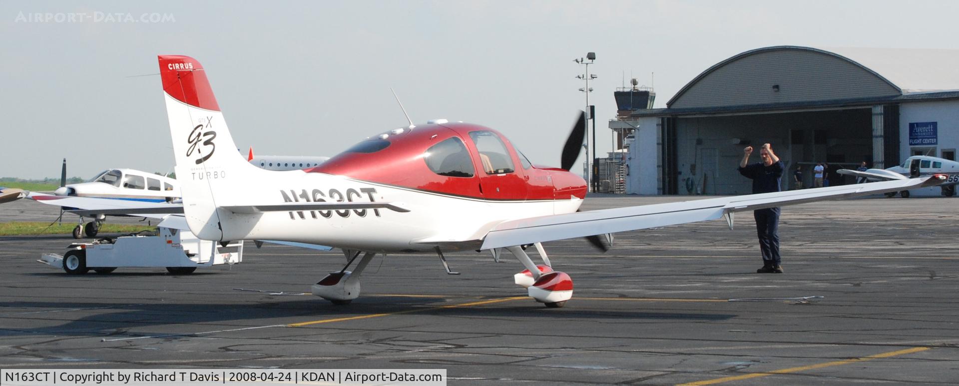 N163CT, 2008 Cirrus SR22 C/N 2954, Cirrus Turbo with its two-tone paint comes in for the weekend in Danville  Va.