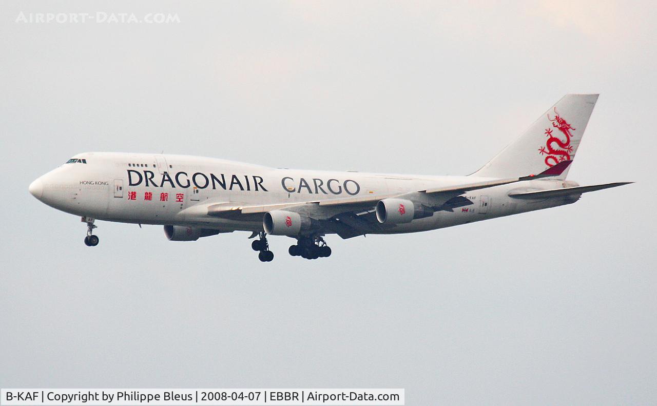 B-KAF, 1992 Boeing 747-412 C/N 26547, Difficult conditions, far north of us, short final rwy 28R as most freighters do. 500mm handheld !