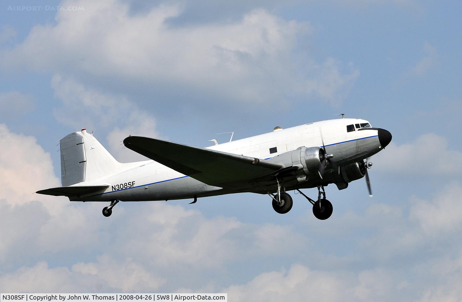 N308SF, 1943 Douglas C-47A Skytrain C/N 18984, Departing runway 22