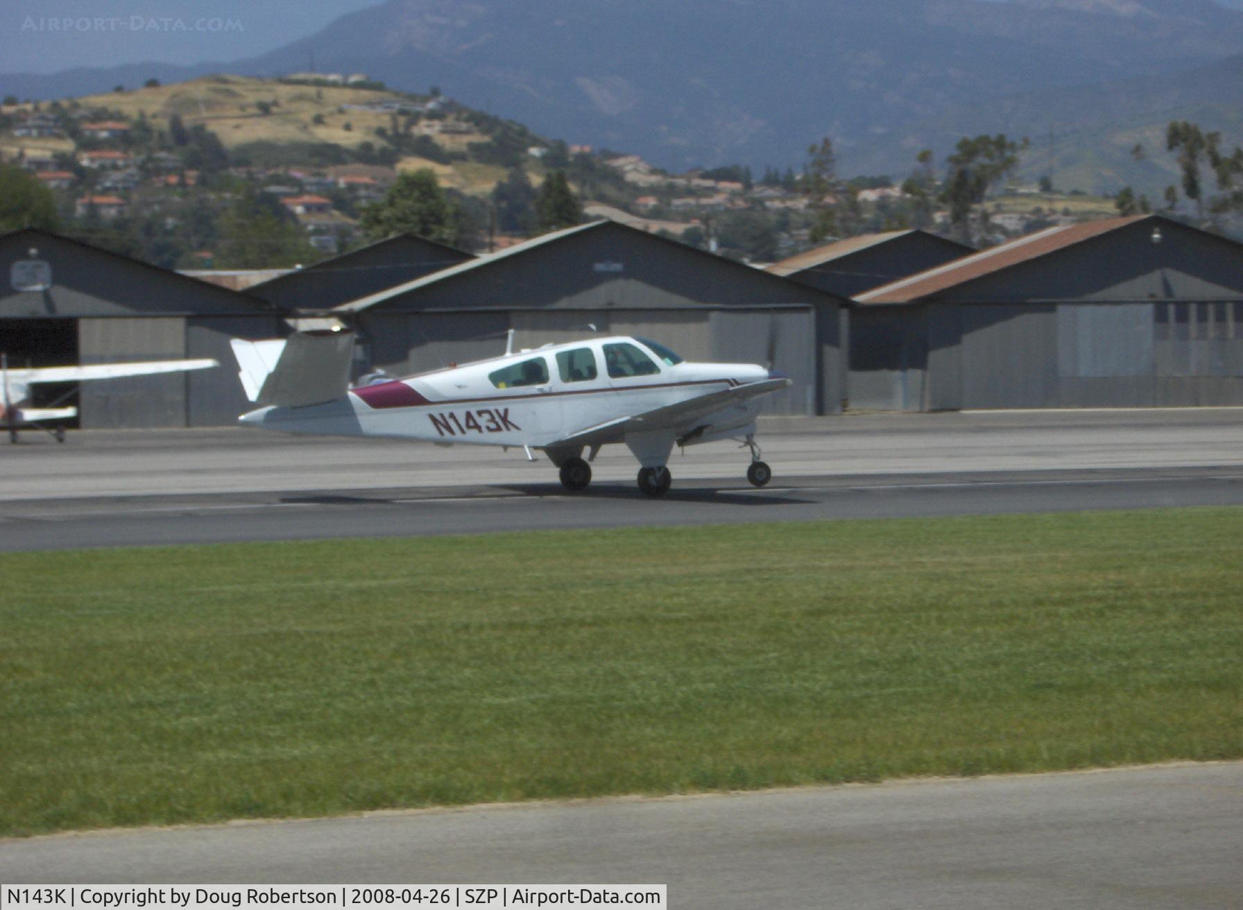 N143K, 1964 Beech S35 Bonanza C/N D-7664, 1964 Beech S35 BONANZA, Continental IO-520-B 285 Hp, takeoff roll Rwy 04