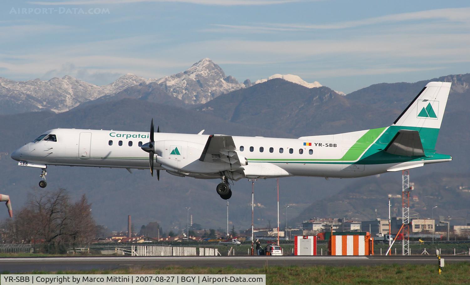YR-SBB, 1995 Saab 2000 C/N 2000-026, Landing at Bergamo BGY Orio al Serio