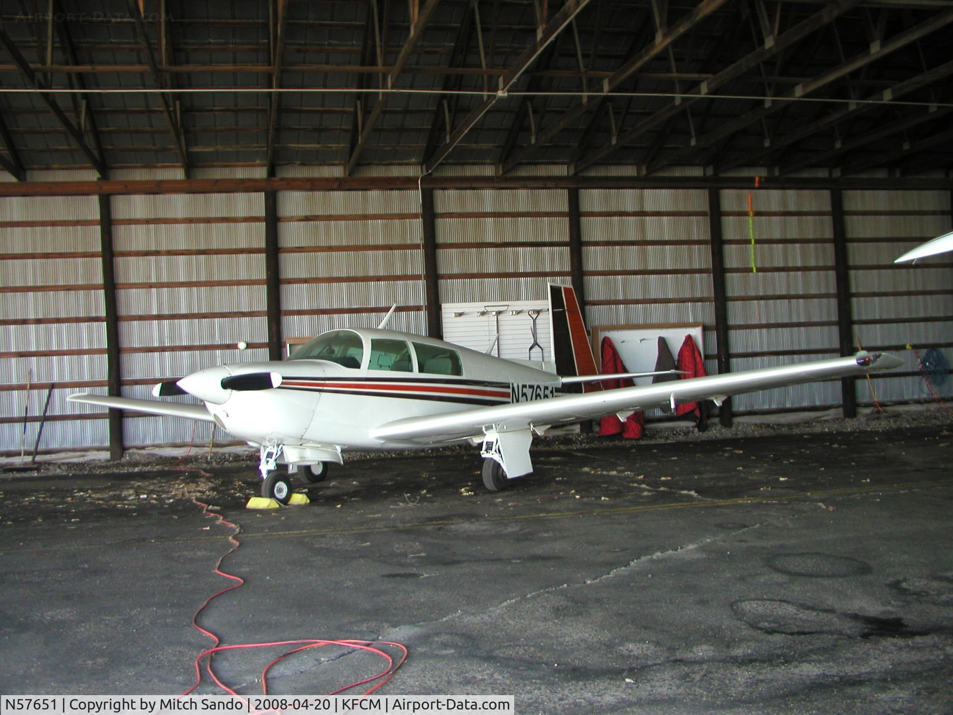 N57651, 1984 Mooney M20J 201 C/N 24-1484, Parked inside the hangars at Thunderbird.