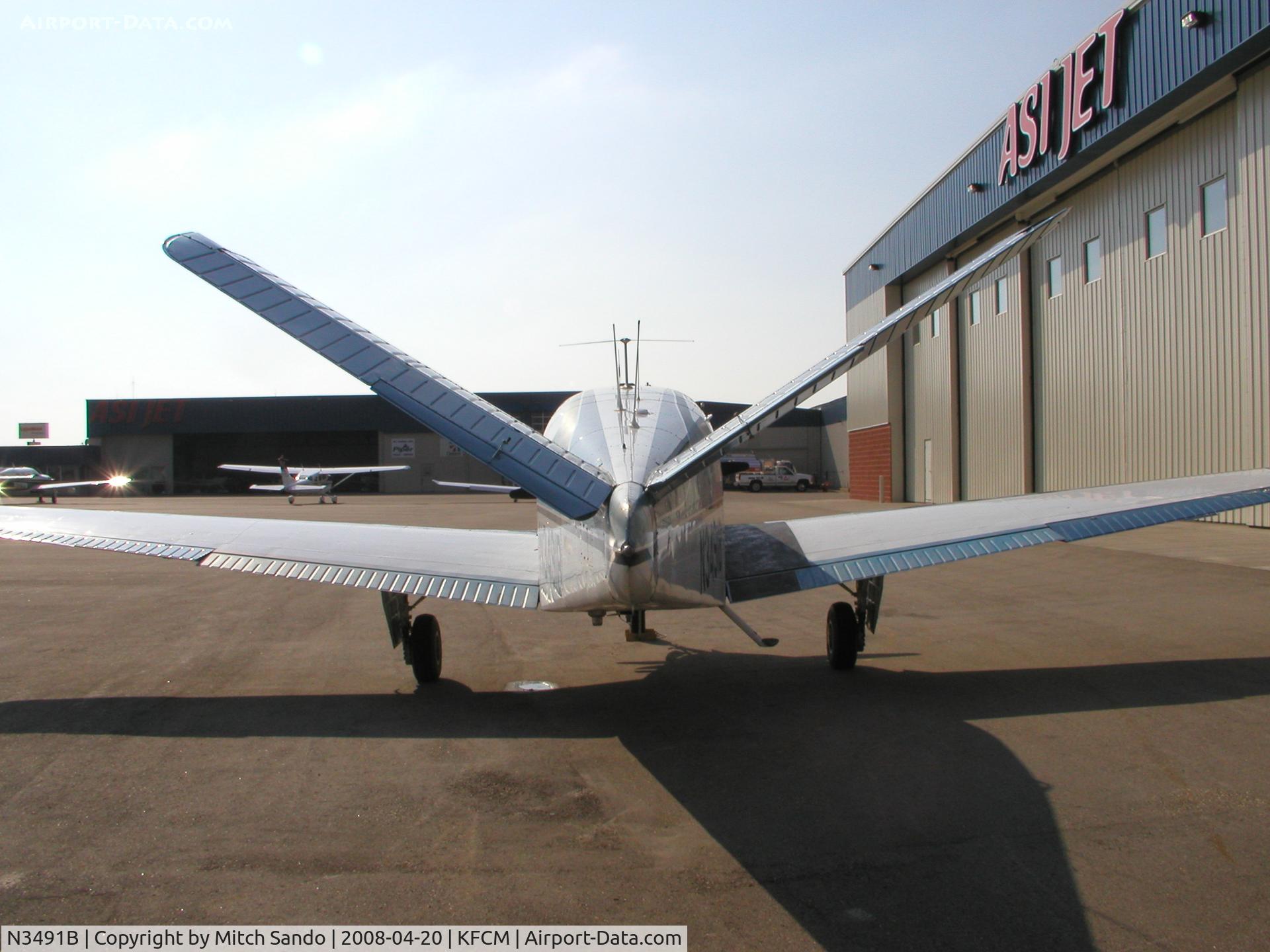 N3491B, 1954 Beech E35 C/N D-3711, Parked on the ramp at ASI Jet Center.