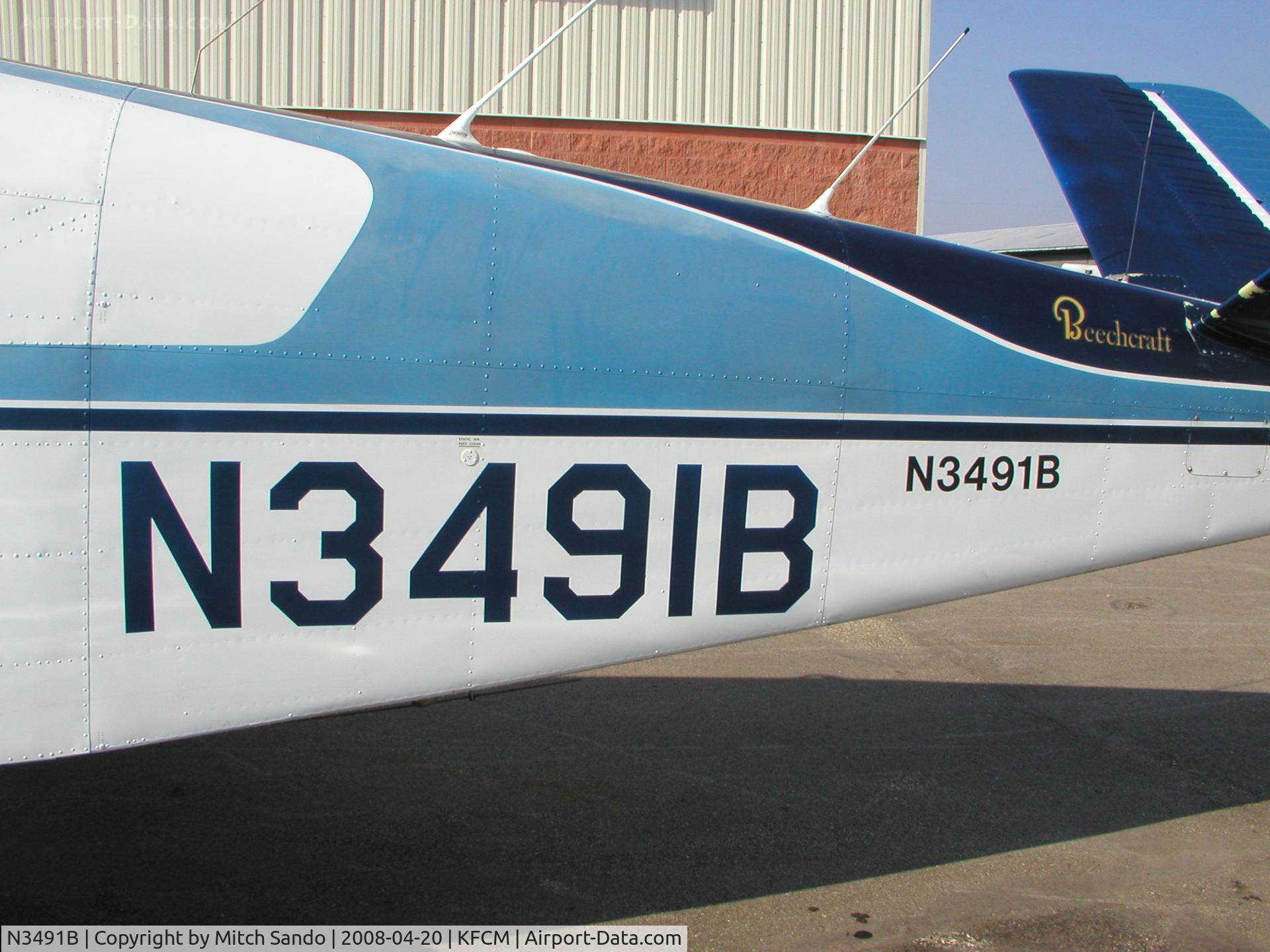 N3491B, 1954 Beech E35 C/N D-3711, Parked on the ramp at ASI Jet Center.