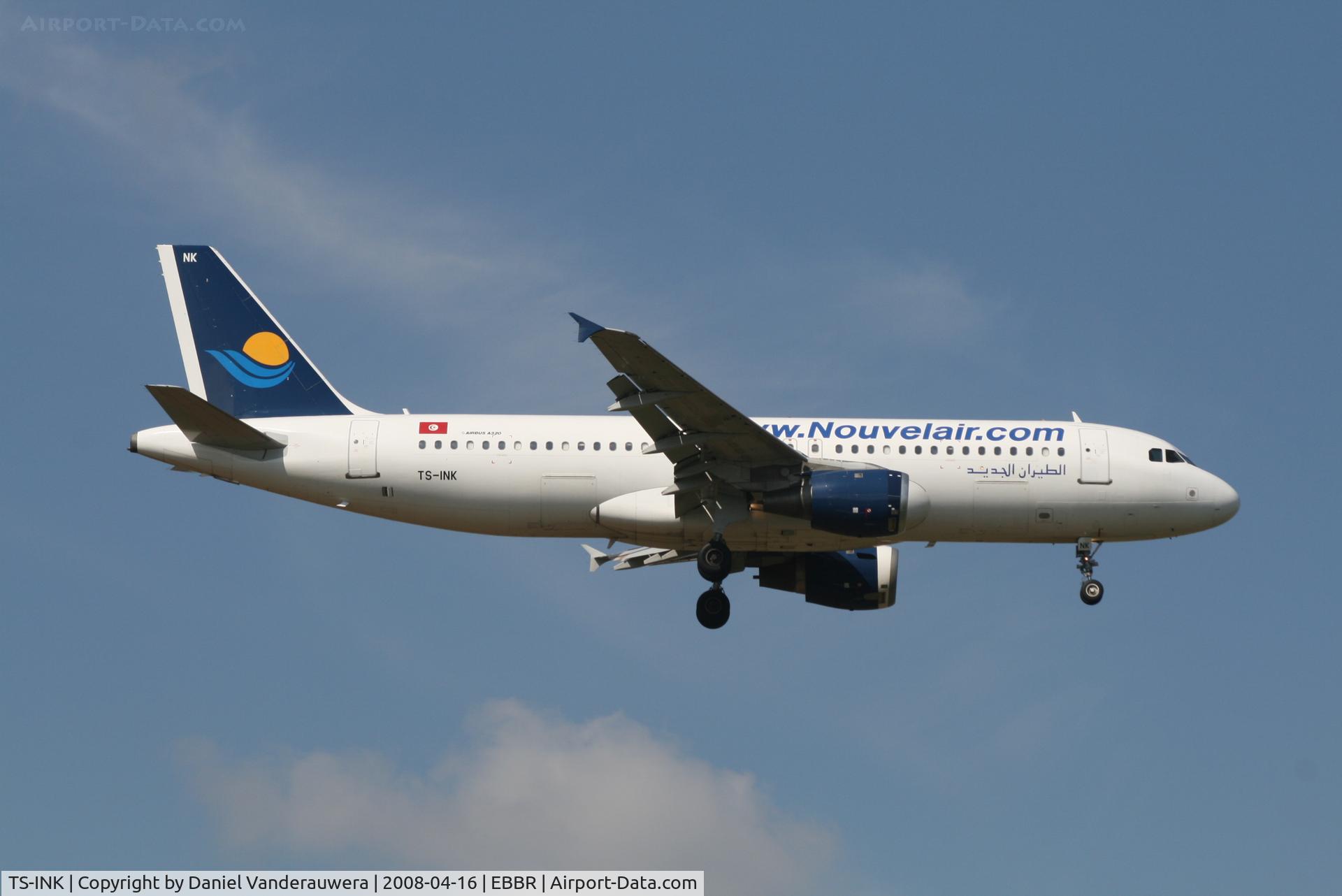 TS-INK, 1990 Airbus A320-211 C/N 112, flight 8U924 is descending to rwy 02