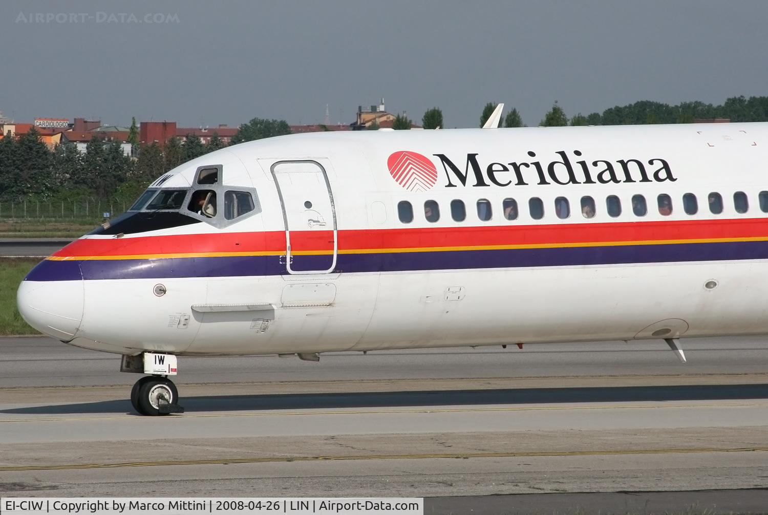 EI-CIW, 1989 McDonnell Douglas MD-83 (DC-9-83) C/N 49785, MERIDIANA MD-83 nose
