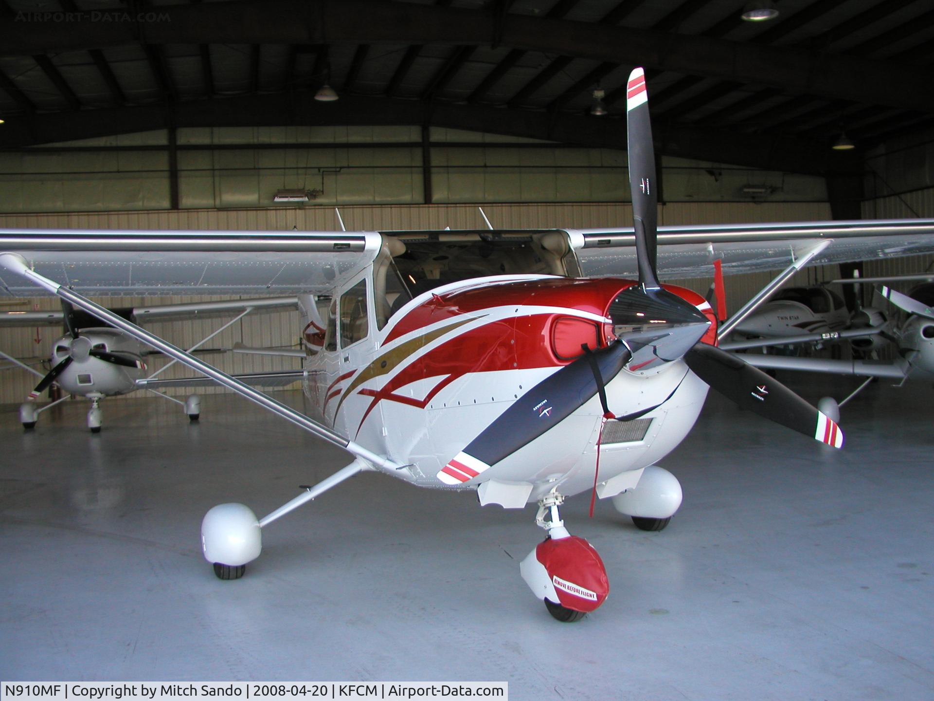 N910MF, 2007 Cessna 182T Skylane C/N 18281891, Parked inside the hangar at ASI.
