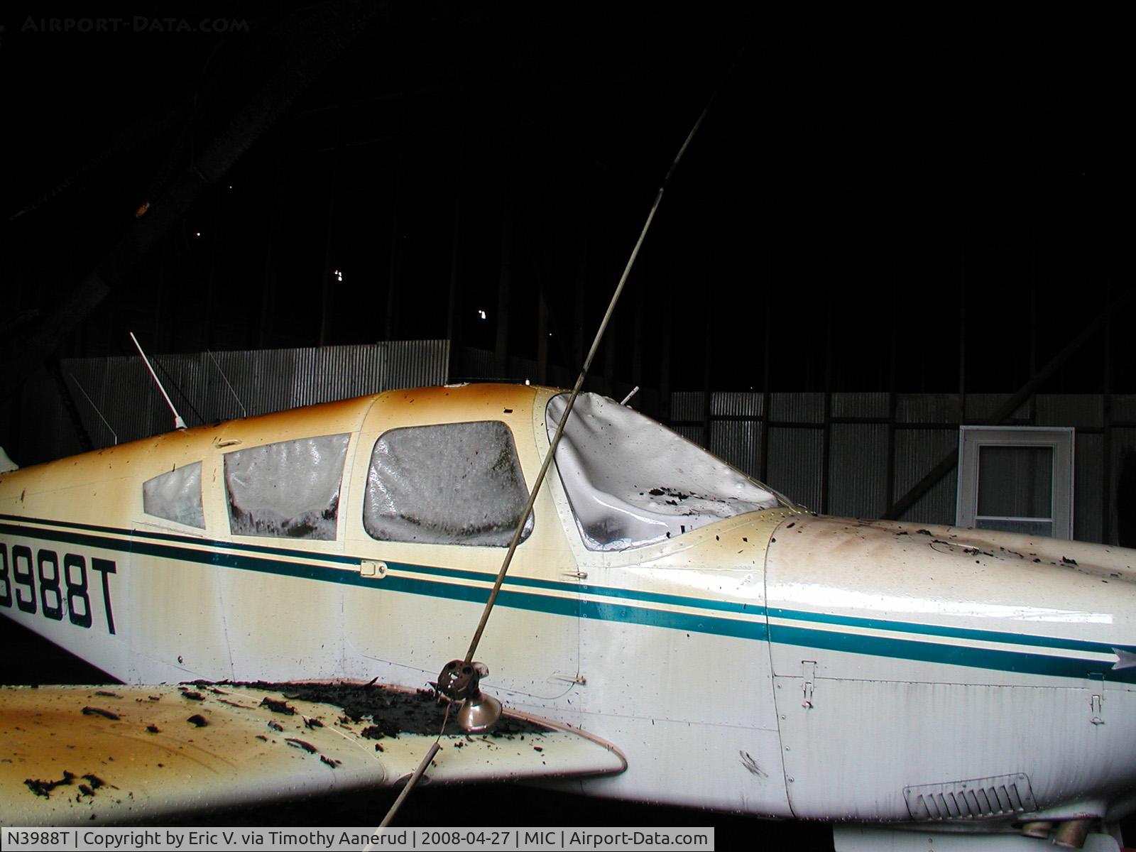 N3988T, 1967 Piper PA-28R-180 Cherokee Arrow C/N 28R-30340, Toasted like a marshmellow from a hangar fire at the Crystal Airport