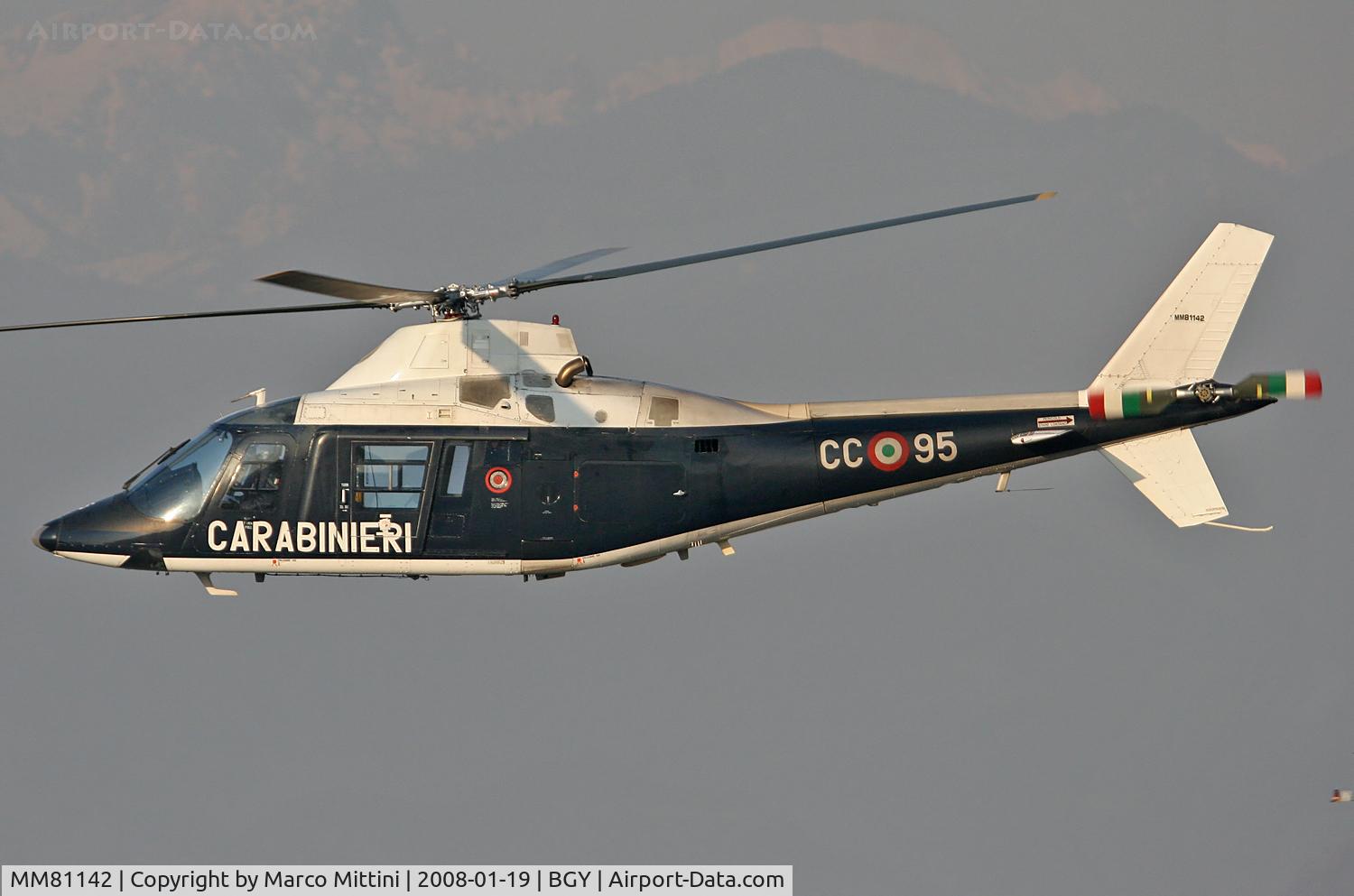 MM81142, Agusta A-109A Hirundo C/N 7221, CARABINIERI at Bergamo Orio al Serio