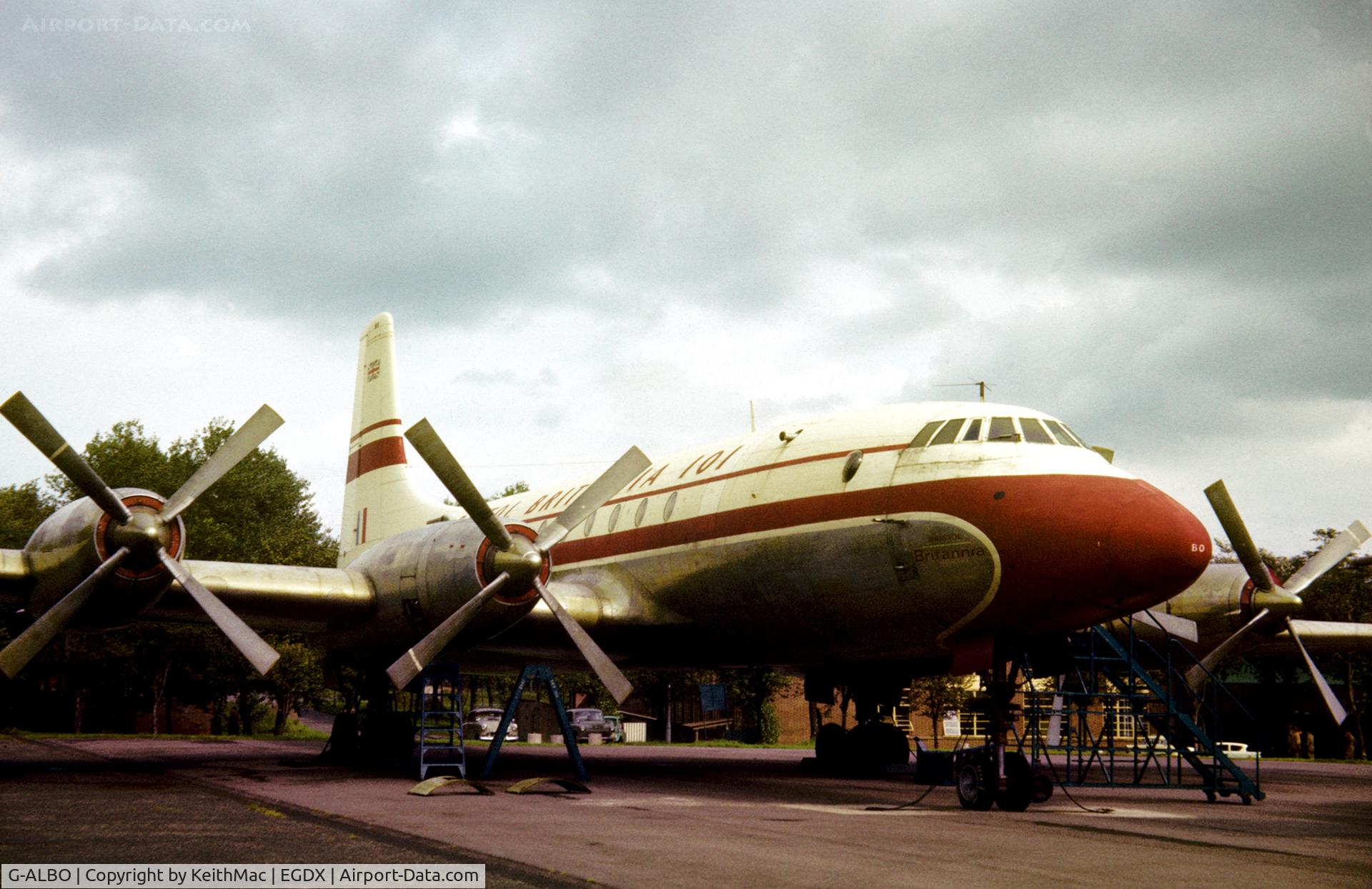 G-ALBO, Bristol 175 Britannia 101 C/N 12873, In use as a ground training airframe at RAF St Athan in 1963.
