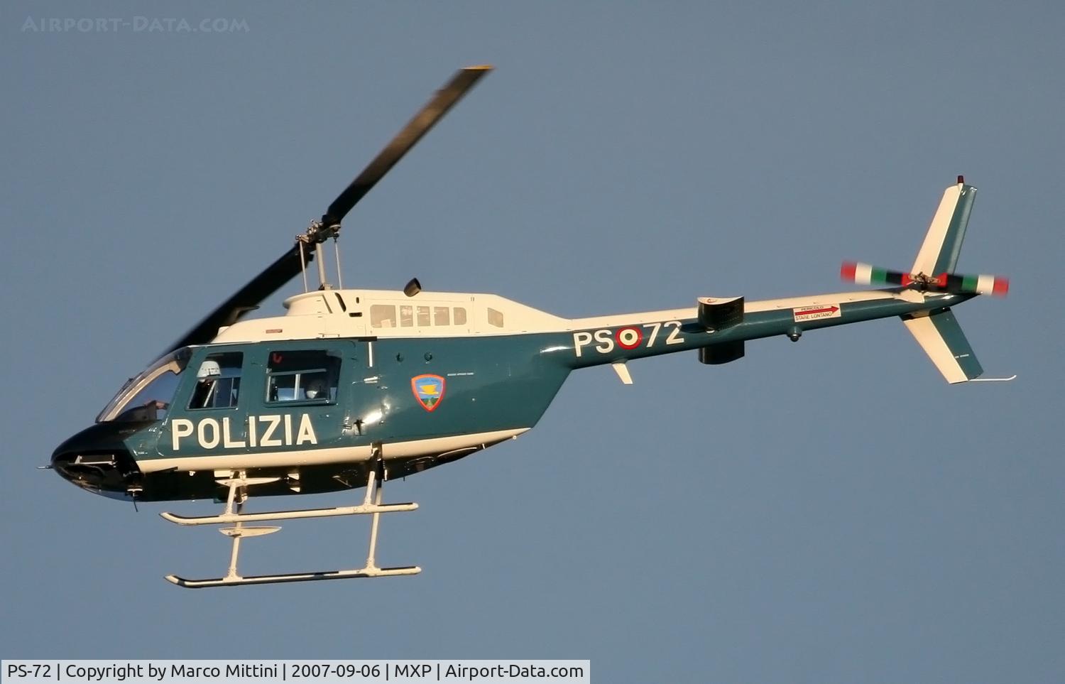 PS-72, Agusta AB-206C-1 Jet Ranger II C/N 8706, At Milano Malpensa airport
