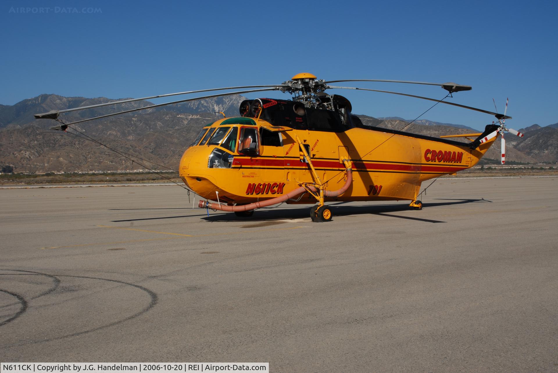 N611CK, 1961 Sikorsky SH-3H Sea King C/N 148966, Fire Fighter resting at Red Lands Airport CA