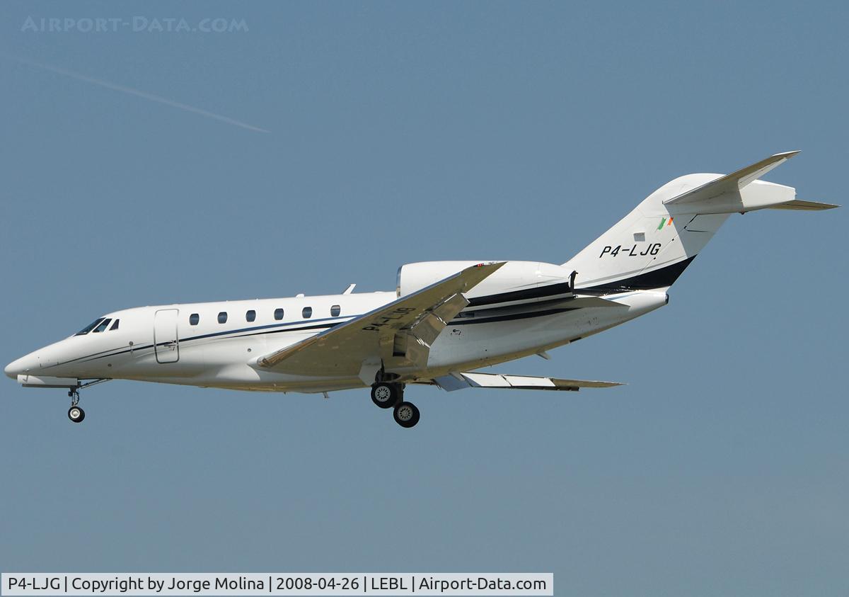 P4-LJG, 2004 Cessna 750 Citation X Citation X C/N 750-0227, Clear to land RWY 25R.
