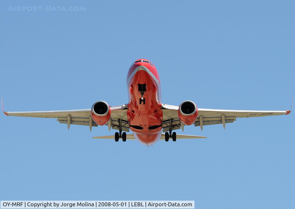 OY-MRF, 1999 Boeing 737-7L9 C/N 28009, Now with basic colours Sterling.