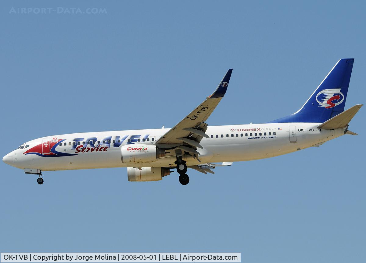 OK-TVB, 2001 Boeing 737-8CX C/N 32362, On short final to RWY 25R.