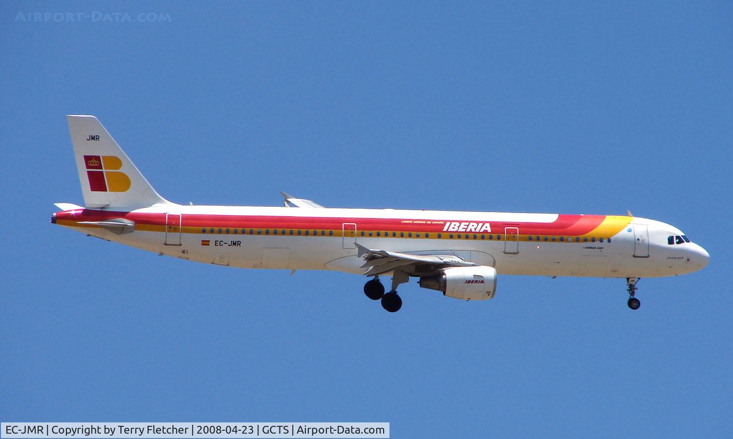 EC-JMR, 2005 Airbus A321-211 C/N 2599, Iberia A321 on the lunchtime arrival into Tenerife South from Madrid