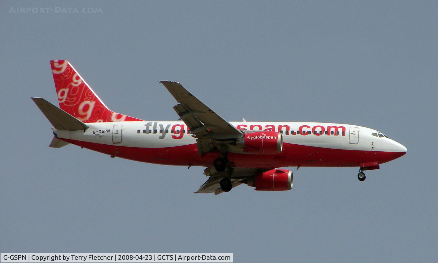 G-GSPN, 1999 Boeing 737-31S C/N 29267, Globespan B737 on finals to Teneife South Runway 08