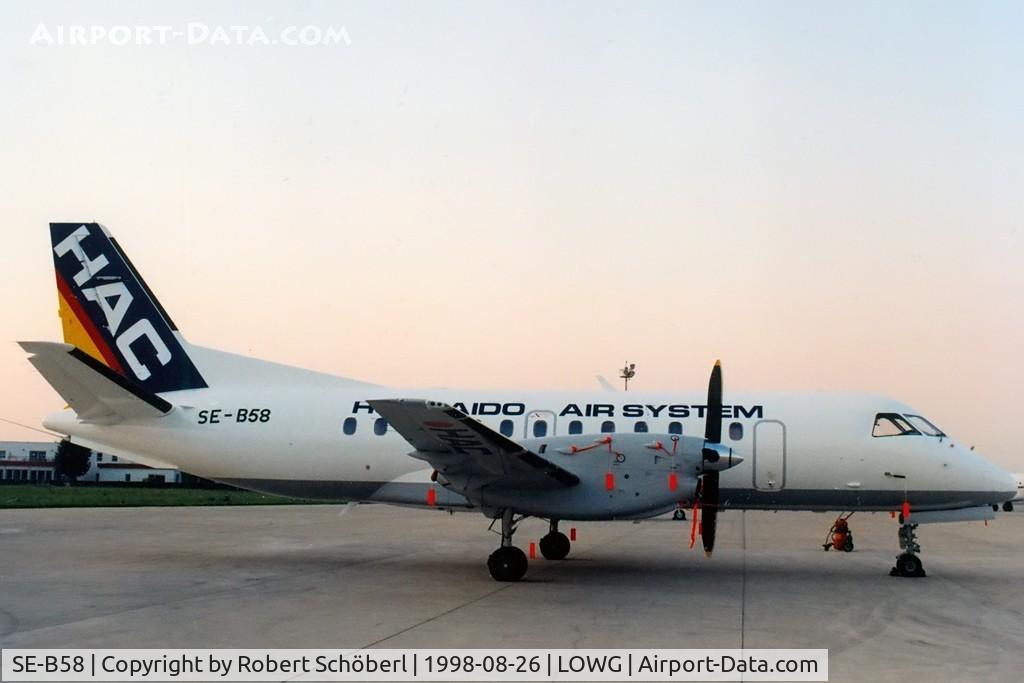 SE-B58, Saab 340B/Plus C/N 340B-458, Nightstop at Graz Airport on the long way to Japan