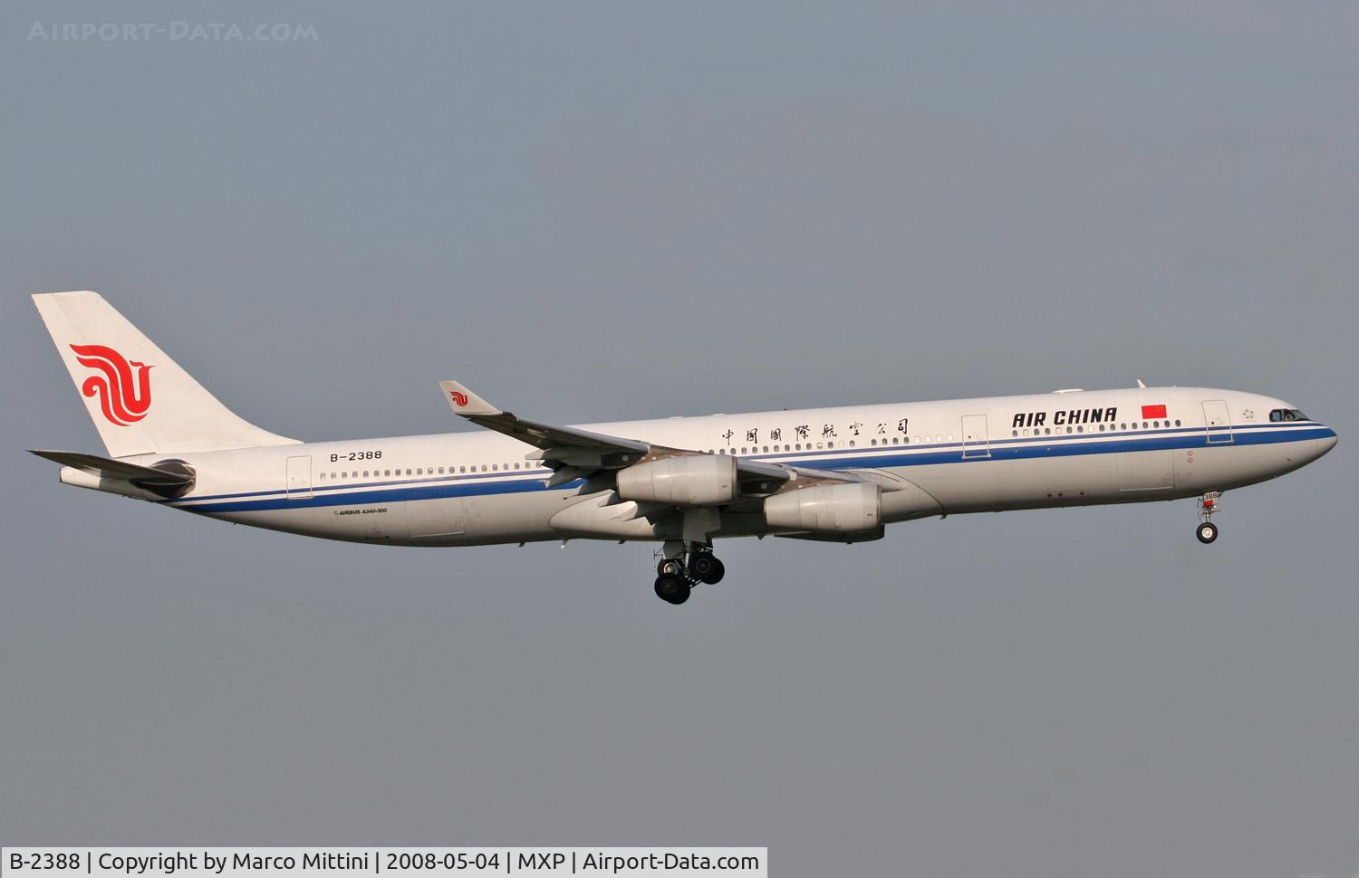 B-2388, 1998 Airbus A340-313 C/N 242, Landing at Milano Malpensa