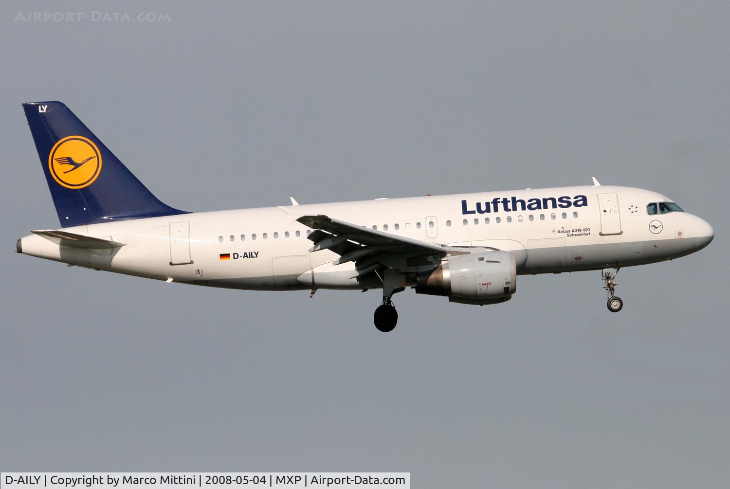 D-AILY, 1998 Airbus A319-114 C/N 875, Landing at Milano Malpensa