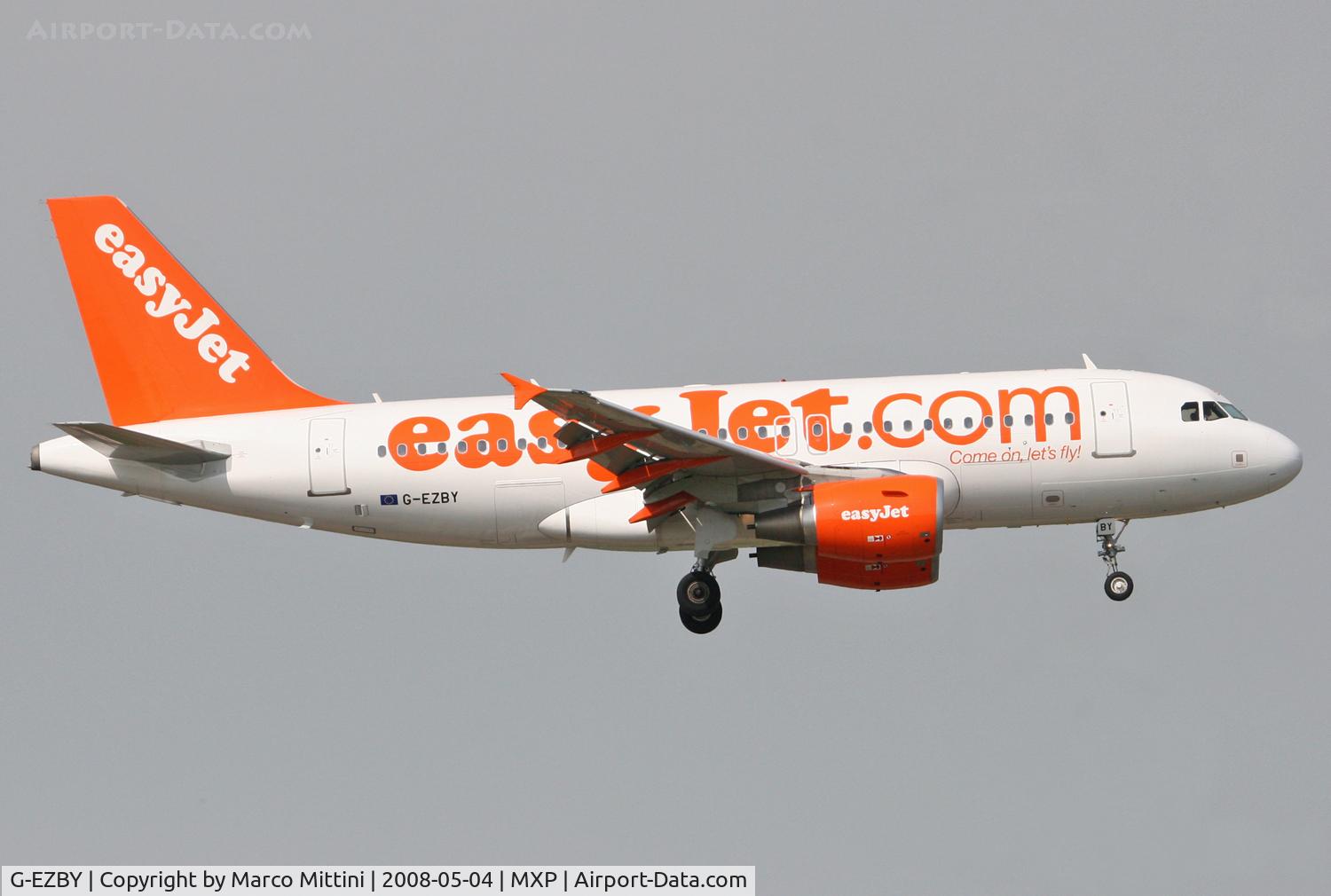 G-EZBY, 2007 Airbus A319-111 C/N 3176, Landing at Milano Malpensa