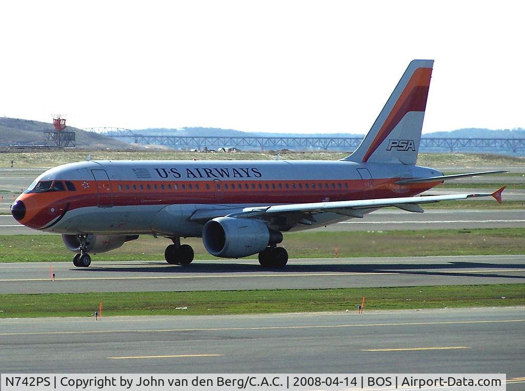N742PS, 2000 Airbus A319-112 C/N 1275, at Logan Intl.