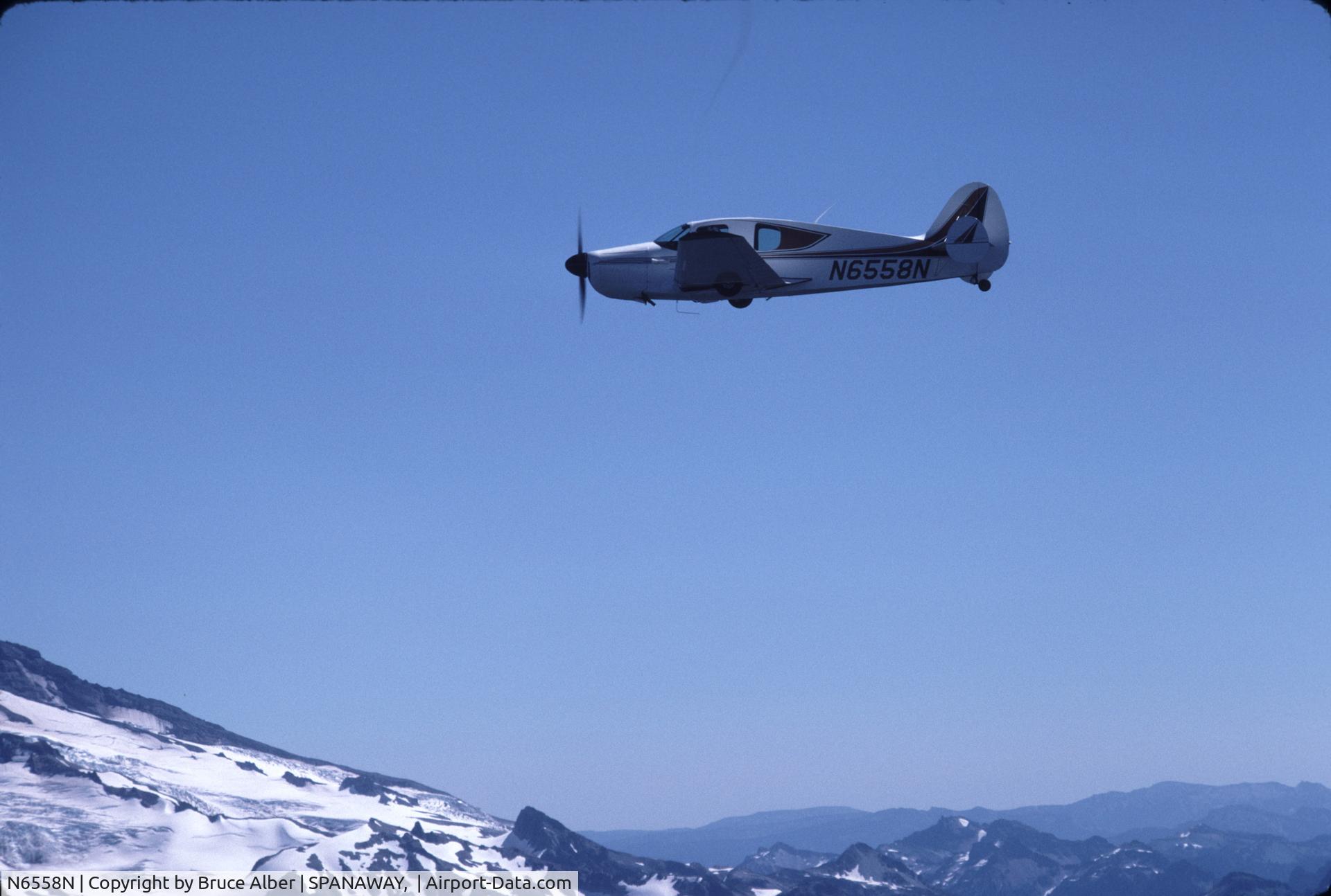 N6558N, 1950 Bellanca 14-19 Cruisair Senior C/N 2011, flying near Mt. Rainier, WA