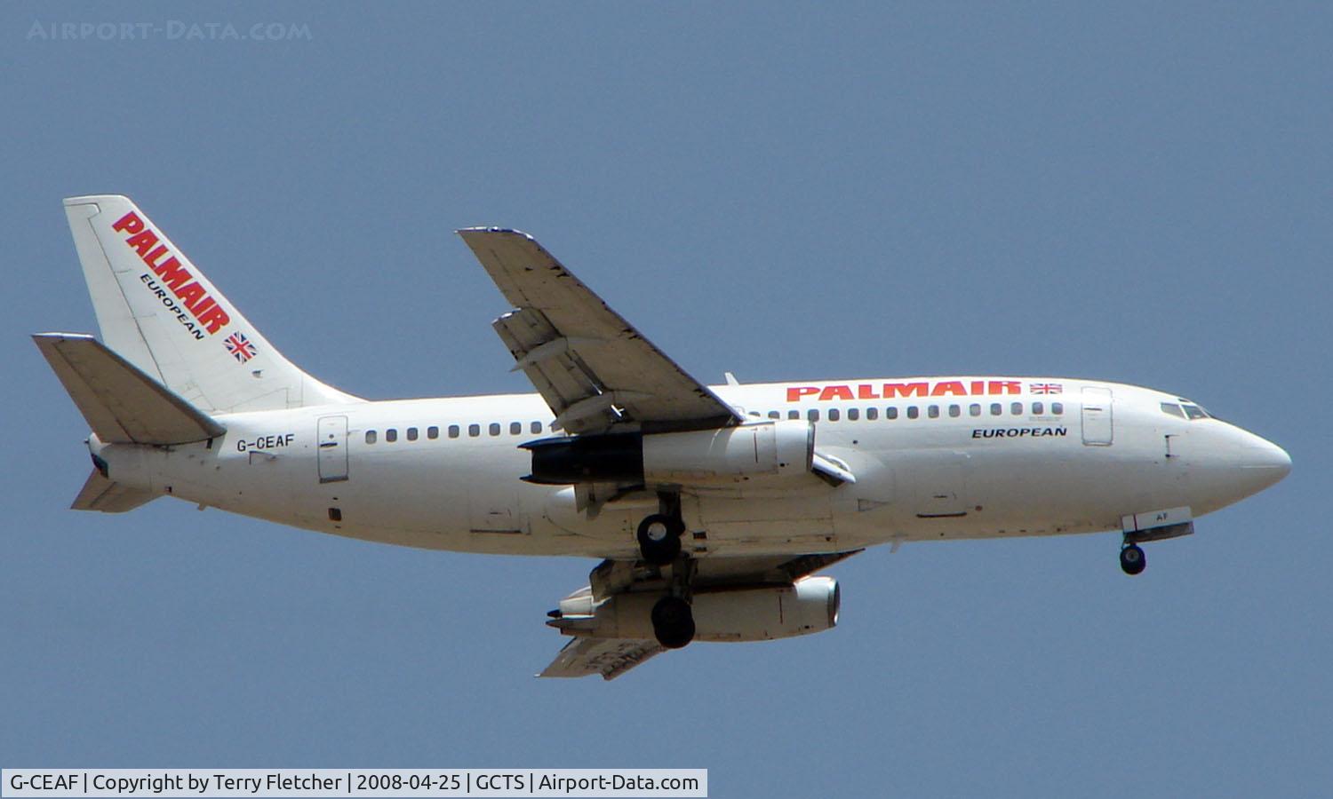 G-CEAF, 1974 Boeing 737-229 C/N 20910, Palmair / European Air Charter's B737 on approach to Tenerife South