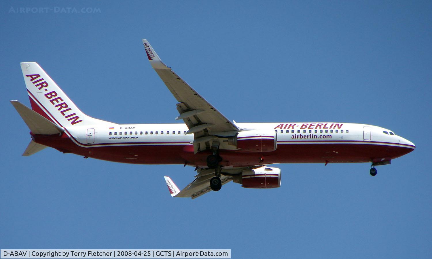 D-ABAV, 1999 Boeing 737-86J C/N 30498, Air Berlin B737 on approach to Tenerife South