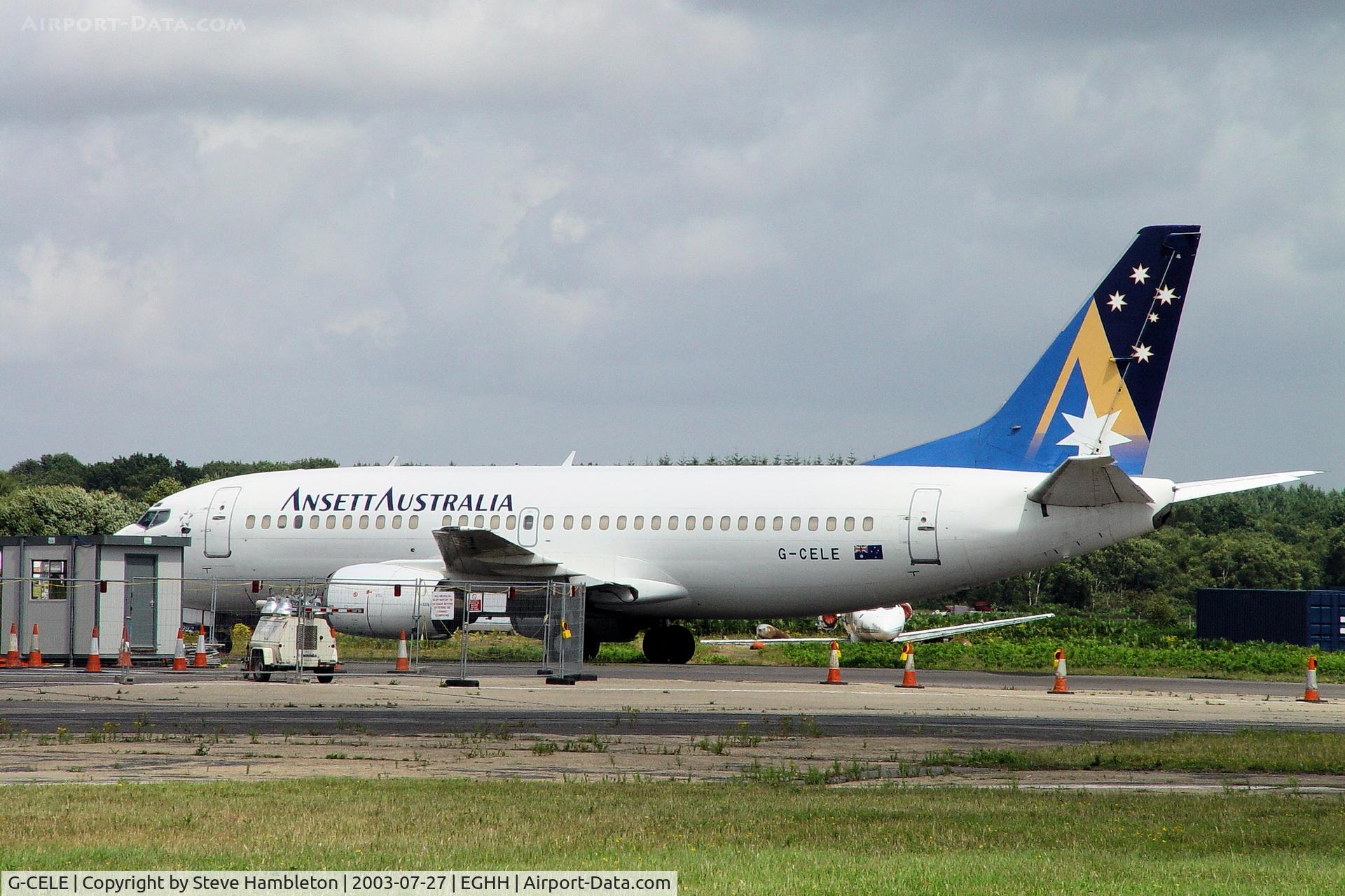 G-CELE, 1988 Boeing 737-33A C/N 24029, Still in Ansett Australia colours at Hurn