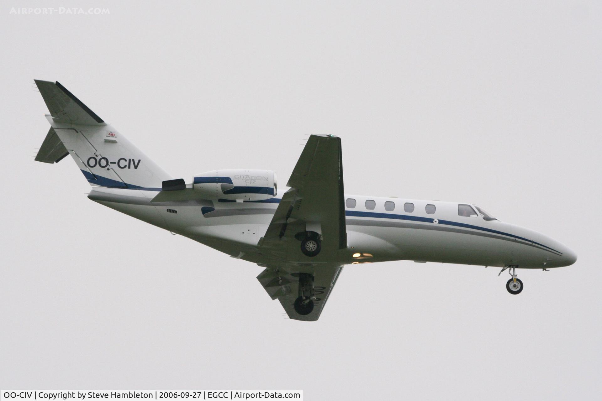 OO-CIV, 2004 Cessna 525A CitationJet CJ2 C/N 525A-0206, Final approach at Manchester