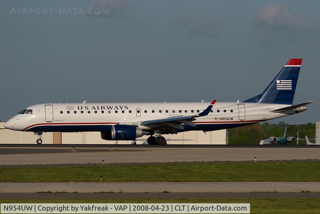 N954UW, 2007 Embraer ERJ-190-100 IGW 190AR C/N 19000139, US Airways Embraer 190