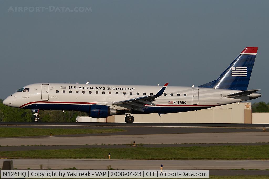 N126HQ, 2008 Embraer 175LR (ERJ-170-200LR) C/N 17000204, Republic Airlines Embraer 170 in US Airways Express colors